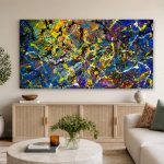 Kleurenchaos, Abstract & Modern schilderij aan de muur in interieur