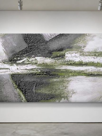 Grijze Horizonten, Abstract & Modern schilderij aan de muur in interieur