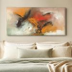 Oranje Vuur, Abstract & Modern schilderij aan de muur in interieur