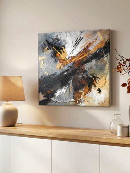 Vurige Diagonalen, Abstract & Modern schilderij aan de muur in interieur