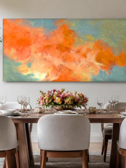 Warme Gloed, Abstract & Modern schilderij aan de muur in interieur