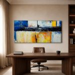 Kleurvlakken in Balans, Abstract & Modern schilderij aan de muur in interieur