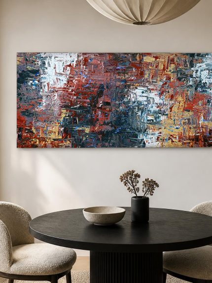 Vurig Reliëf, Abstract & Modern schilderij aan de muur in interieur