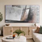Rustiek in Grijstinten, Abstract & Modern schilderij aan de muur in interieur