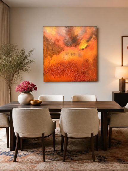 Verzengende Gloed, Abstract & Modern schilderij aan de muur in interieur
