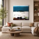 Turquoise Horizon, Abstract & Modern schilderij aan de muur in interieur