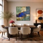 Blauwe Diepte, Abstract & Modern schilderij aan de muur in interieur