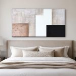 Vlakken in Zand en Zwart, Abstract & Modern schilderij aan de muur in interieur