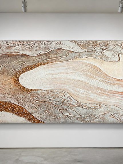 Vloeiende Aarde, Abstract & Modern schilderij aan de muur in interieur