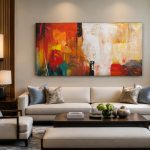 Gloed in Oranje, Abstract & Modern schilderij aan de muur in interieur