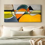 Geometrische Golfbeweging, Abstract & Modern schilderij aan de muur in interieur