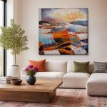 Golf van de Tijd, Abstract & Modern schilderij aan de muur in interieur
