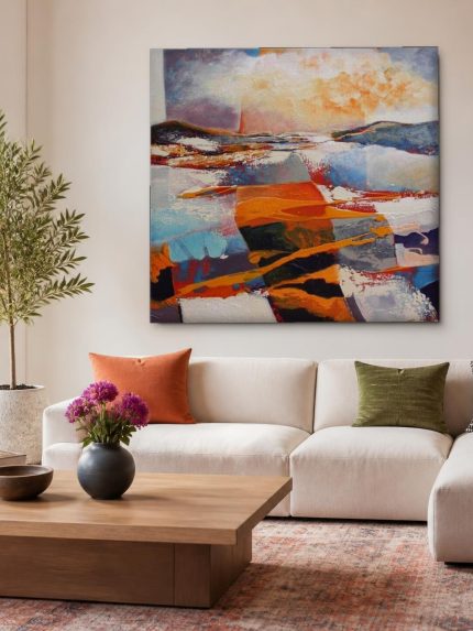 Golf van de Tijd, Abstract & Modern schilderij aan de muur in interieur