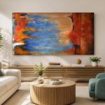 Kleurvuur, Abstract & Modern schilderij aan de muur in interieur