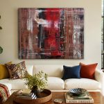Rode Gloed, Abstract & Modern schilderij aan de muur in interieur
