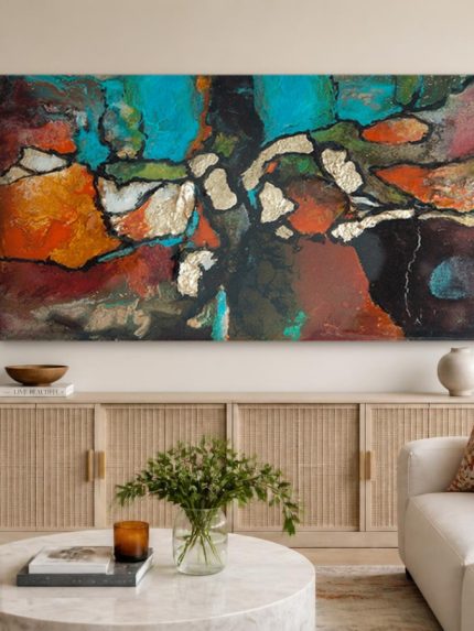 Verweerde Aarde, Abstract & Modern schilderij aan de muur in interieur