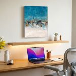 Turquoise Diepte, Abstract & Modern schilderij aan de muur in interieur