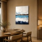 Gouden Horizonstreep, Abstract & Modern schilderij aan de muur in interieur