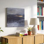 Gouden Gloed op de Horizon, Natuur & Landschap schilderij aan de muur in interieur