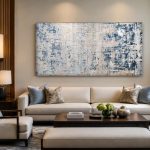 Verweerde Lagen in Mist, Abstract & Modern schilderij aan de muur in interieur