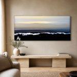 Golven in Avondlicht, Natuur & Landschap schilderij aan de muur in interieur