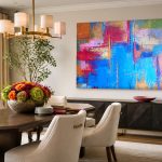 Kleurenspel in Blauw, Abstract & Modern schilderij aan de muur in interieur