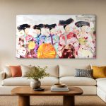 Vijf Vrouwen in Kimono, Mensen & Portretten schilderij aan de muur in interieur