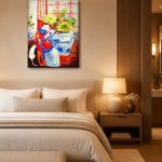 Rustend bij de Chinese Vaas, Bloemen & Stilleven schilderij aan de muur in interieur