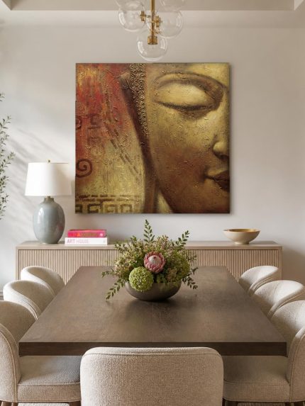 Stille Boeddha, Mensen & Portretten schilderij aan de muur in interieur