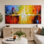 Vurig Kleurenspel, Abstract & Modern schilderij aan de muur in interieur