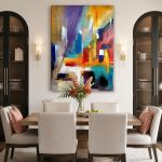 Kleurenspel in Beweging, Abstract & Modern schilderij aan de muur in interieur