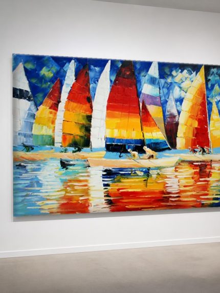 Zeilboten in Vol Kleur, Natuur & Landschap schilderij aan de muur in interieur