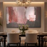 Rode Vlakken in Beweging, Abstract & Modern schilderij aan de muur in interieur